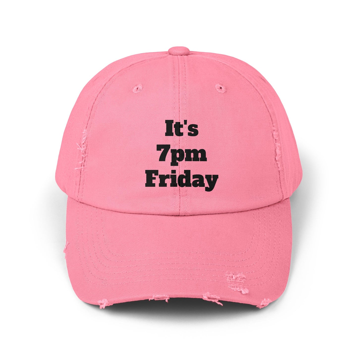 "It's 7pm Friday" Unisex Distressed Cap