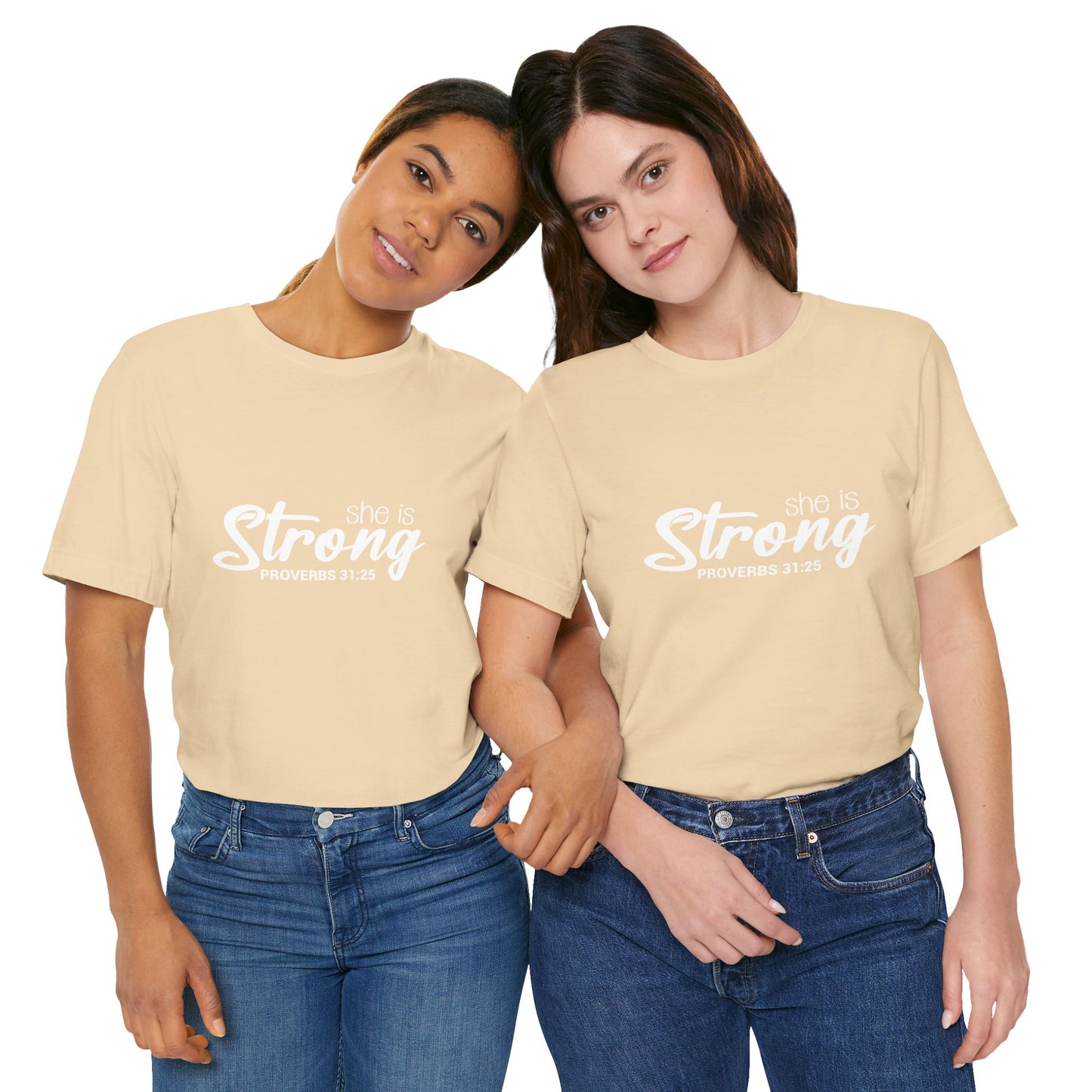 "She is Strong" Unisex Jersey Short Sleeve Tee - White Lettering