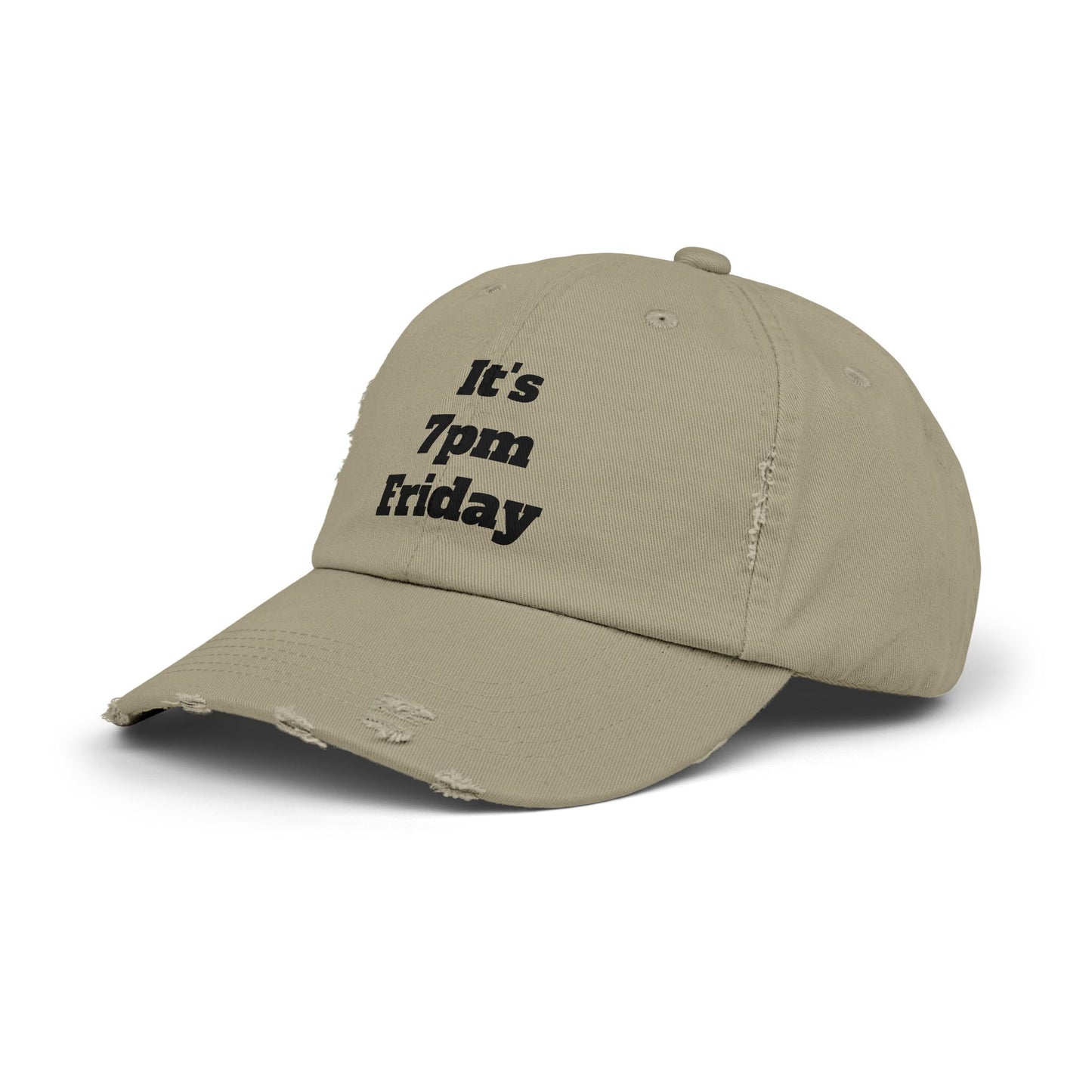 "It's 7pm Friday" Unisex Distressed Cap