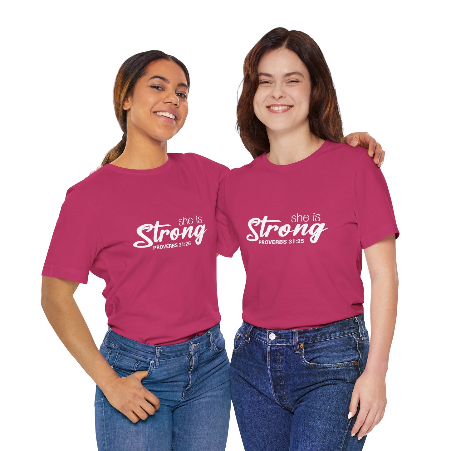 "She is Strong" Unisex Jersey Short Sleeve Tee - White Lettering