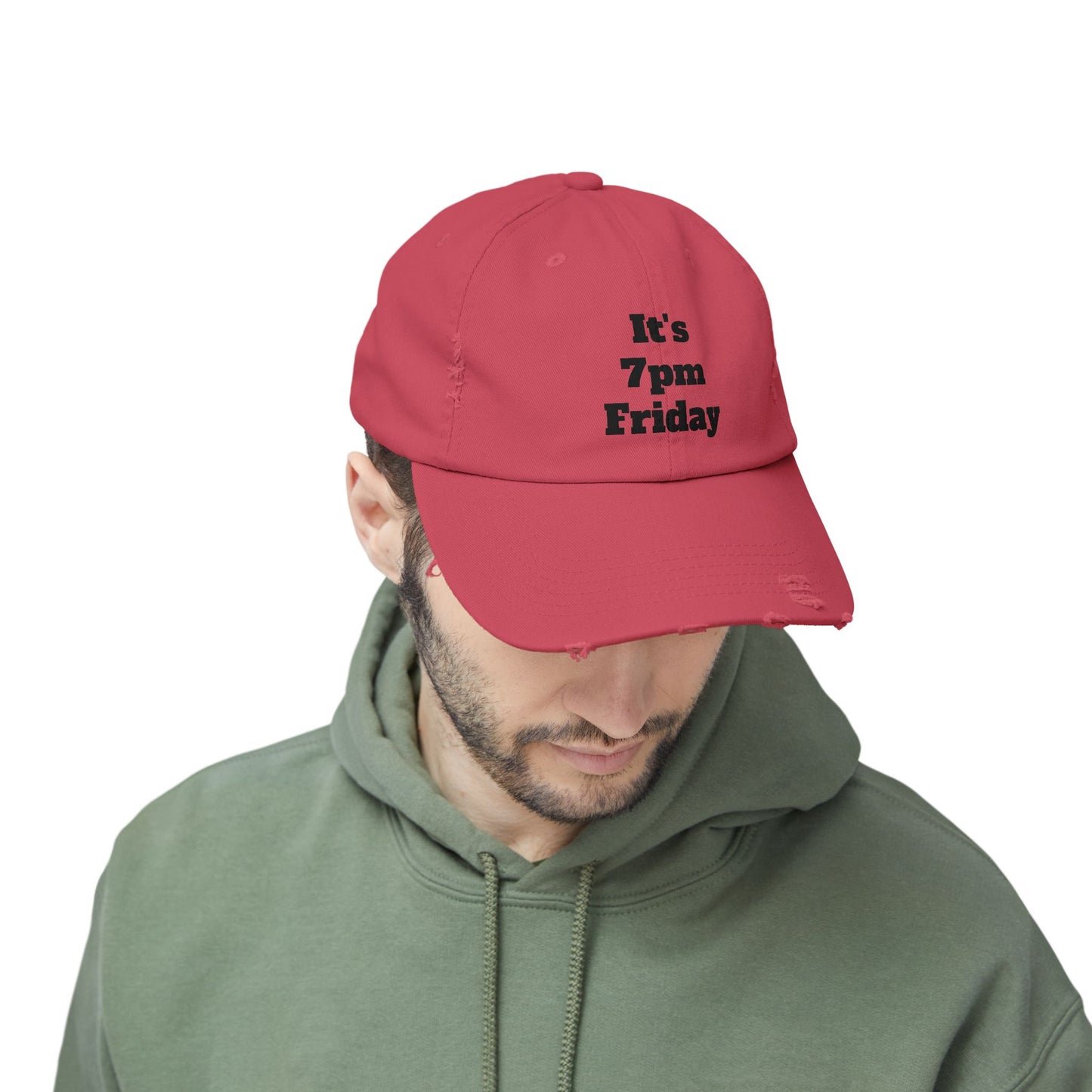 "It's 7pm Friday" Unisex Distressed Cap