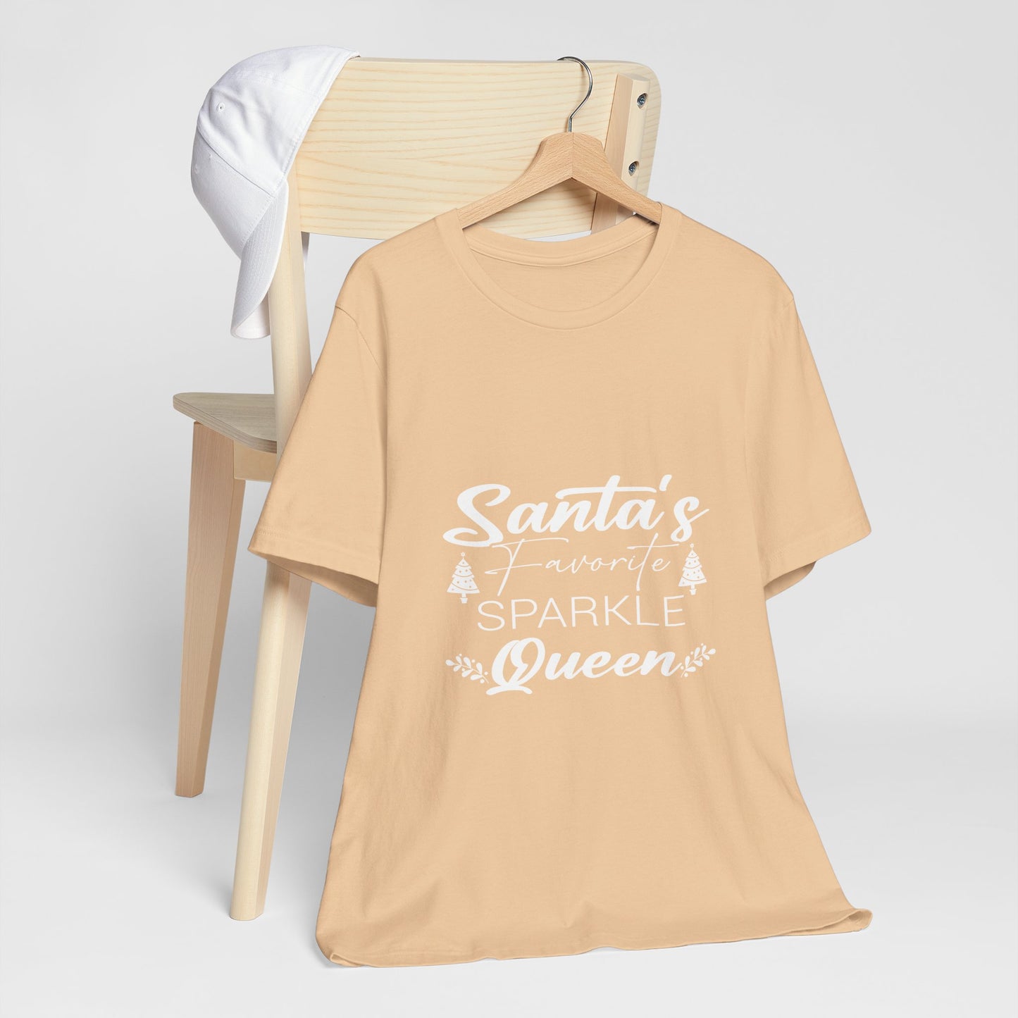 "Santa's Favorite Sparkle Queen" Unisex Jersey Short Sleeve Tee - White Lettering