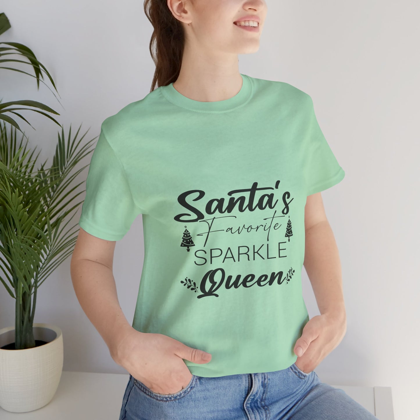 "Santa's Favorite Sparkle Queen" Unisex Jersey Short Sleeve Tee