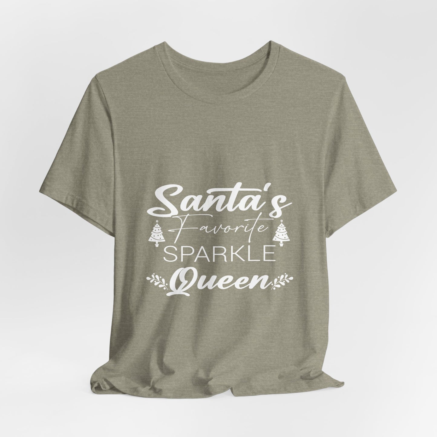 "Santa's Favorite Sparkle Queen" Unisex Jersey Short Sleeve Tee - White Lettering