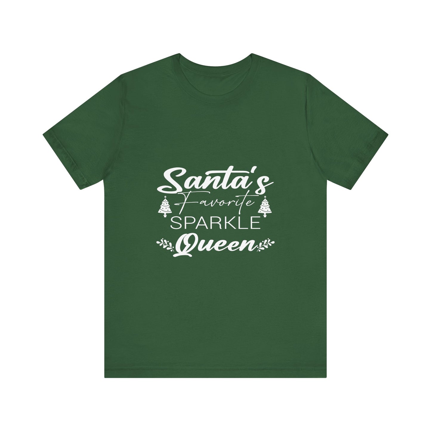 "Santa's Favorite Sparkle Queen" Unisex Jersey Short Sleeve Tee - White Lettering