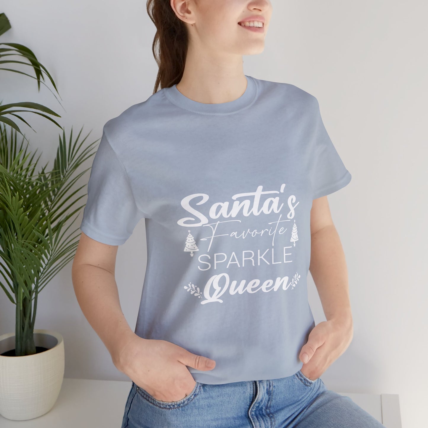 "Santa's Favorite Sparkle Queen" Unisex Jersey Short Sleeve Tee - White Lettering