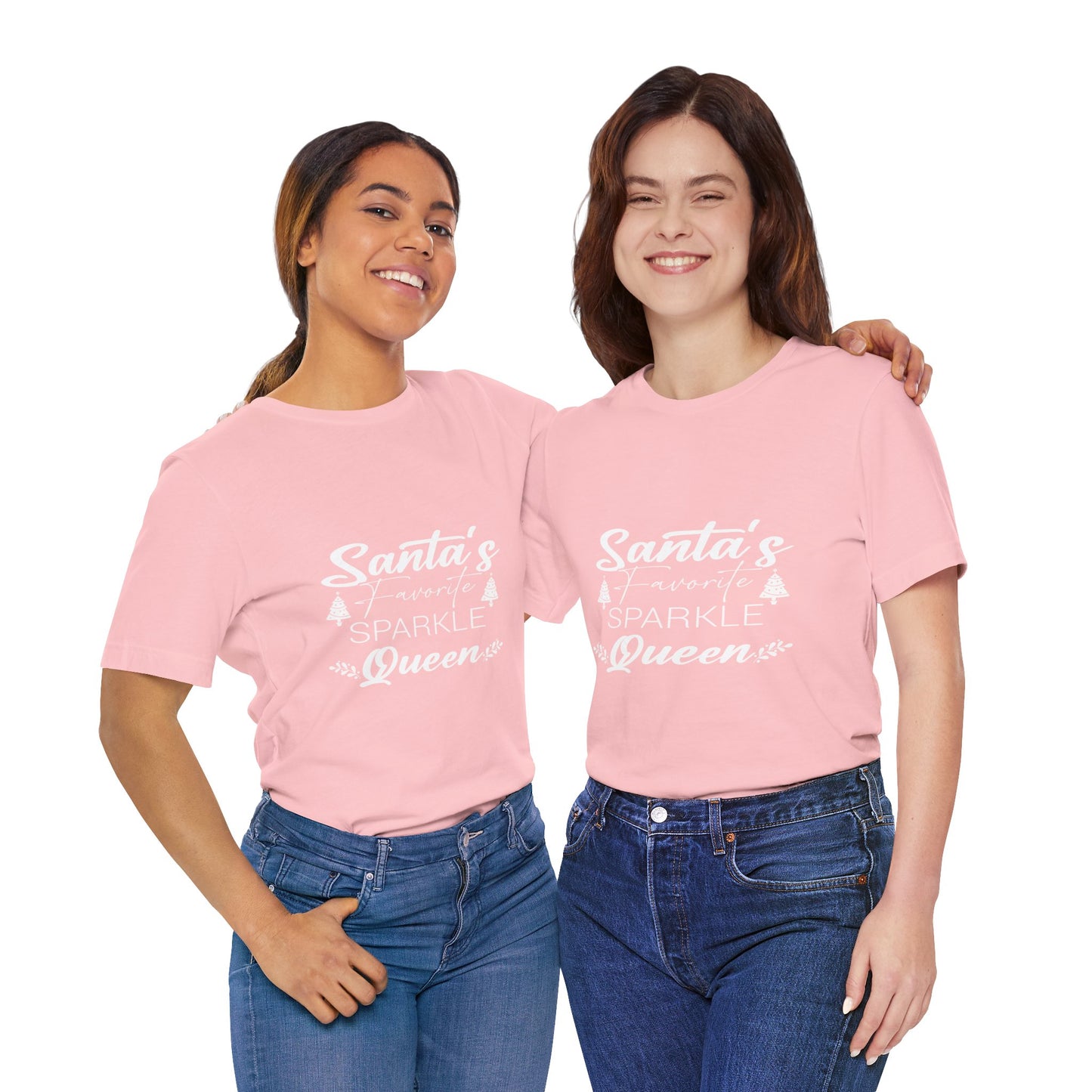 "Santa's Favorite Sparkle Queen" Unisex Jersey Short Sleeve Tee - White Lettering