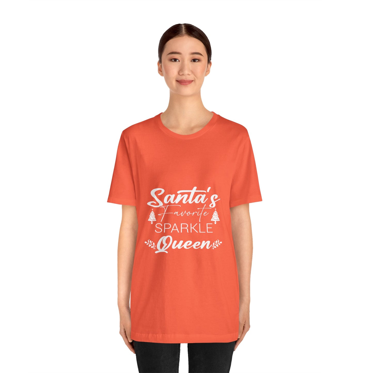 "Santa's Favorite Sparkle Queen" Unisex Jersey Short Sleeve Tee - White Lettering