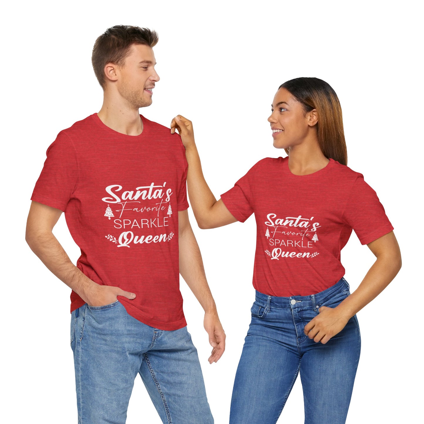 "Santa's Favorite Sparkle Queen" Unisex Jersey Short Sleeve Tee - White Lettering