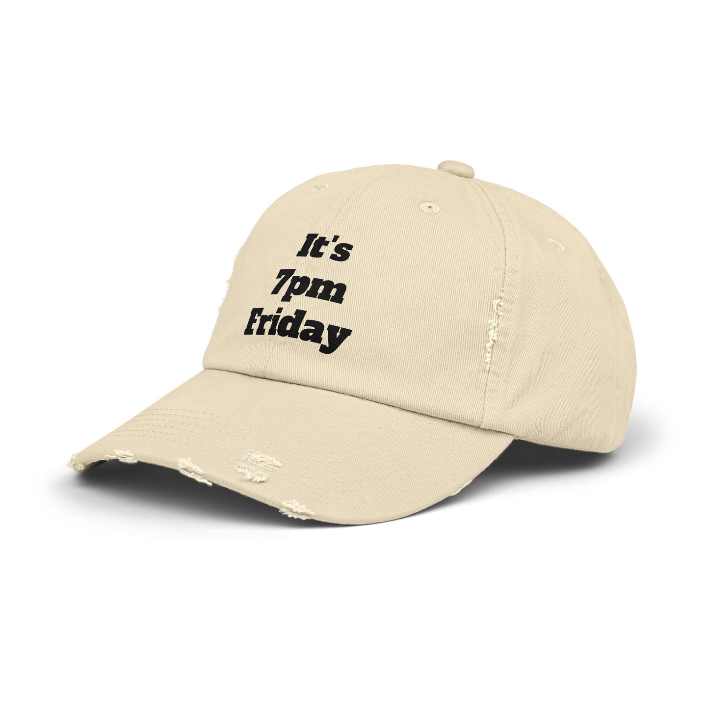"It's 7pm Friday" Unisex Distressed Cap