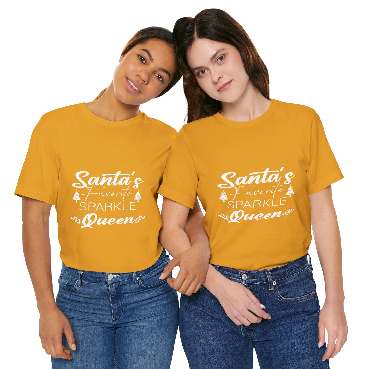 "Santa's Favorite Sparkle Queen" Unisex Jersey Short Sleeve Tee - White Lettering