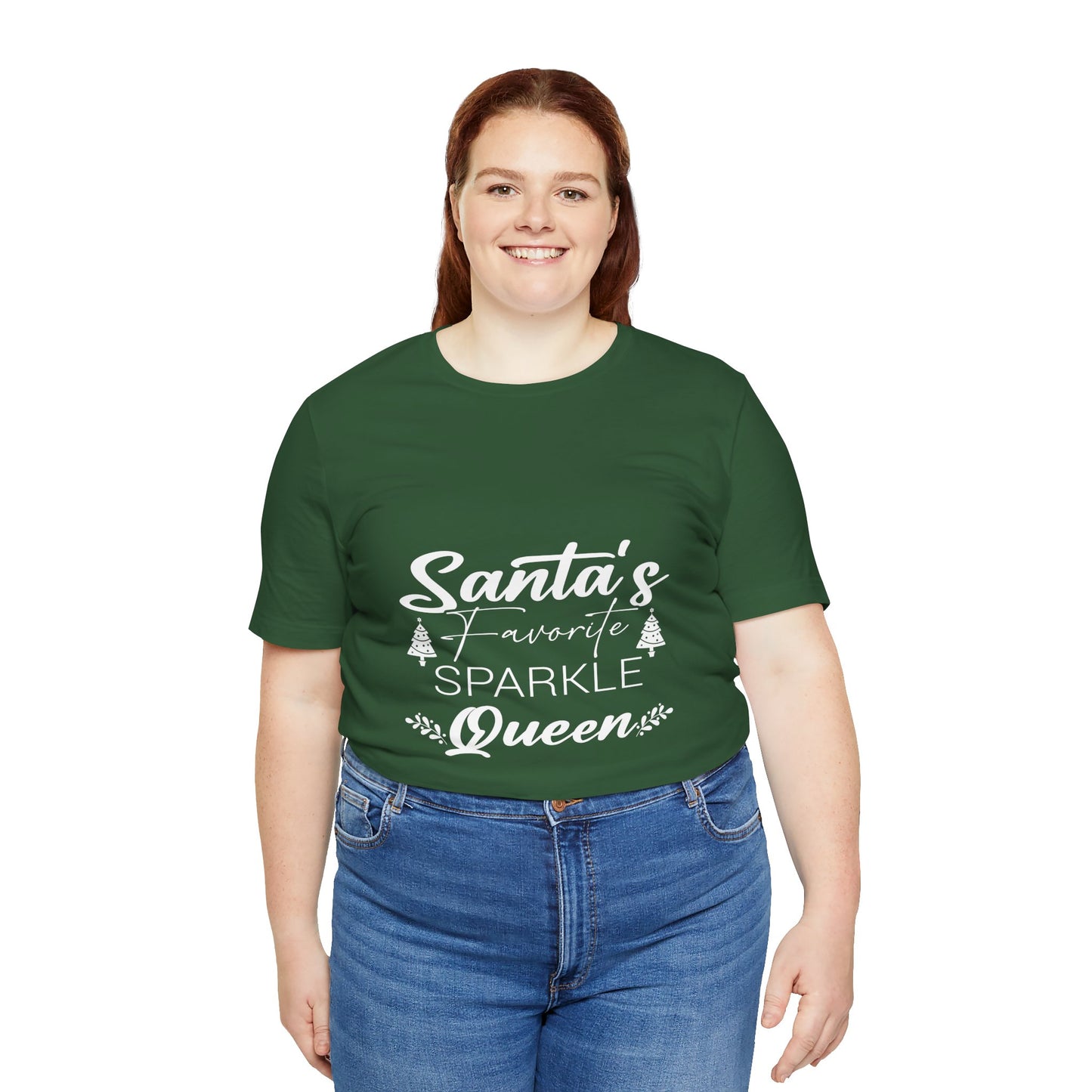 "Santa's Favorite Sparkle Queen" Unisex Jersey Short Sleeve Tee - White Lettering